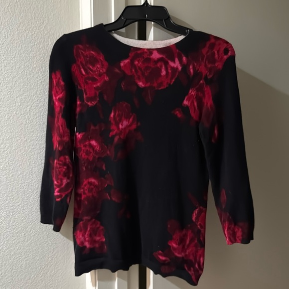 Talbots pure cashmere rose 3/4 sleeve sweater - Picture 1 of 10